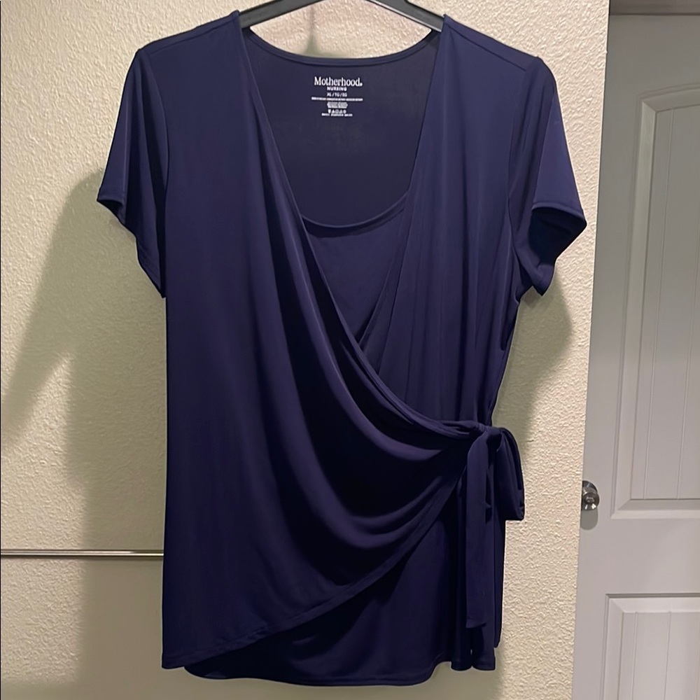 Motherhood Maternity Navy Wrap Top